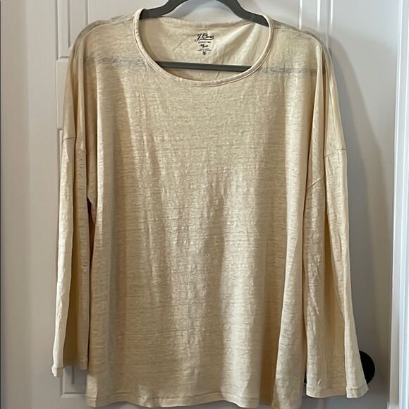 J. Crew Cream Relaxed Blouse with Long Sleeves - Picture 1 of 4